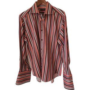 ETRO pink and white striped button down shirt